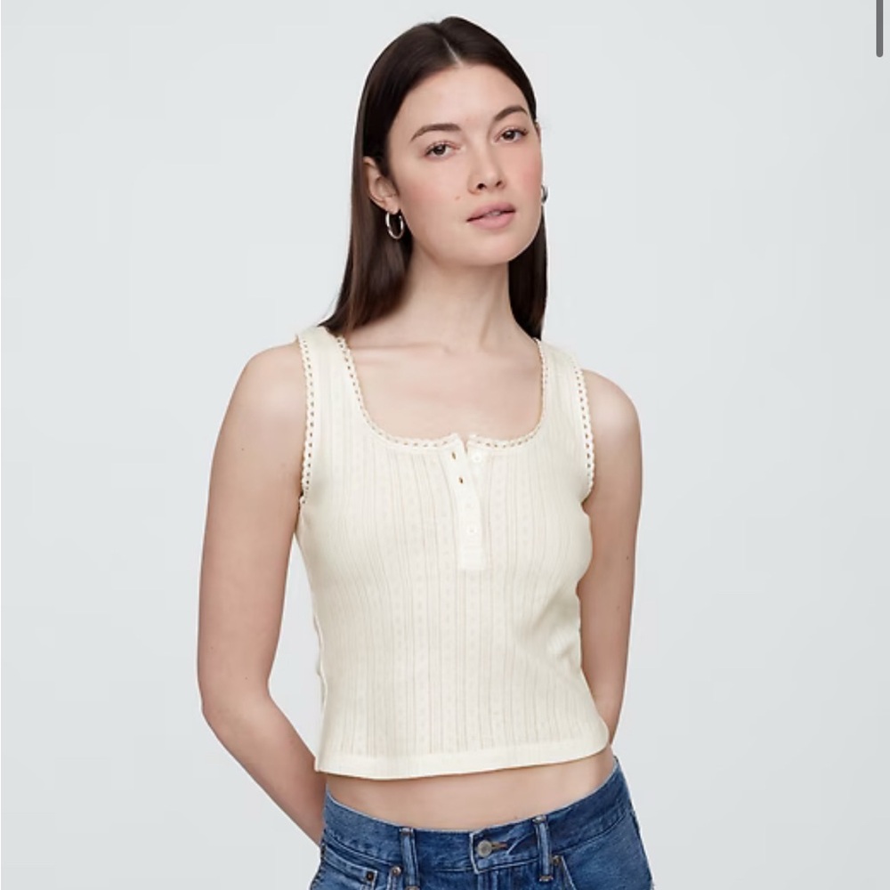 GAP Ivory Lace-Trimmed Tank